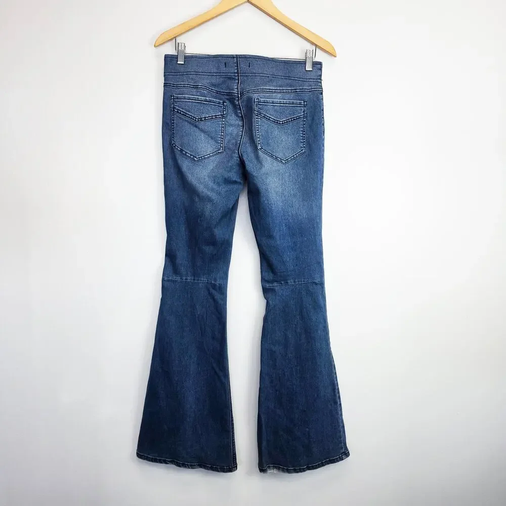 Free People Mid Rise Pull On Flared Bell Bottom Jeans 28x33.5 Retro 70s